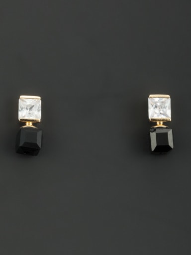 New design Gold Plated Square Zircon Studs stud Earring in White color