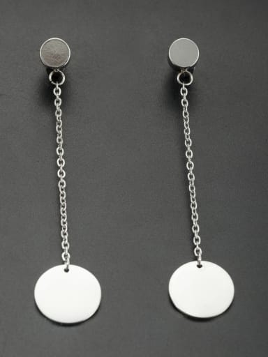 White Round Drop threader Earring with Stainless steel