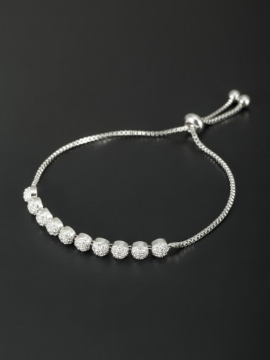 Mother's Initial White Bracelet with Round Zircon