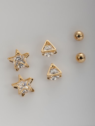 The new Gold Plated White Zircon Star combined Studs stud Earring