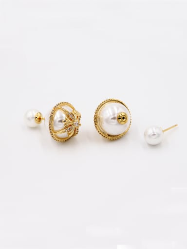 New design Gold Plated  Pearl Studs stud Earring in White color
