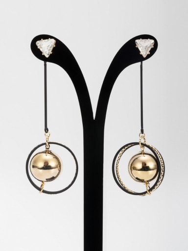 Gold Plated  White Zircon Ball In the Middle  Drop drop Earring