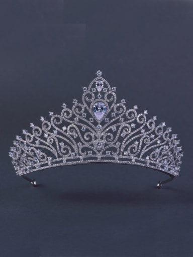 Platinum Plated Zircon White Wedding Crown