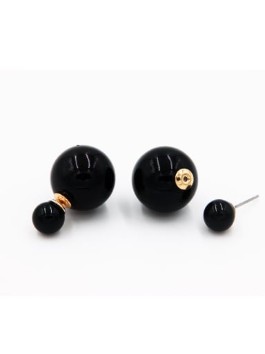 Custom Black Round Studs stud Earring with Gold Plated