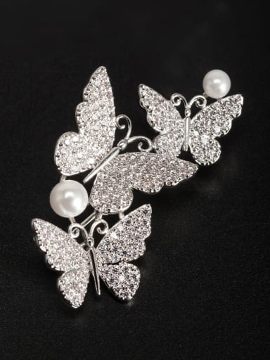 The new Platinum Plated Zircon Butterfly Lapel Pins & Brooche with White