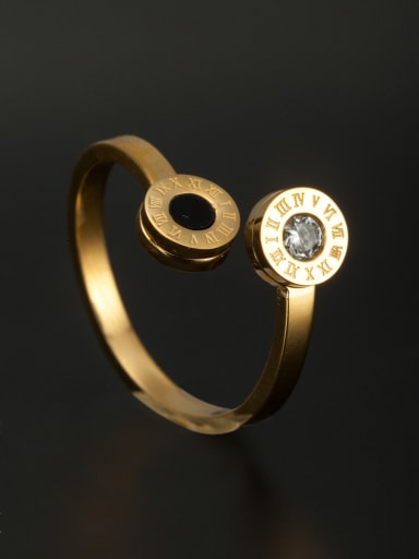 Gold Ring with Stainless steel Rhinestone 6-8#