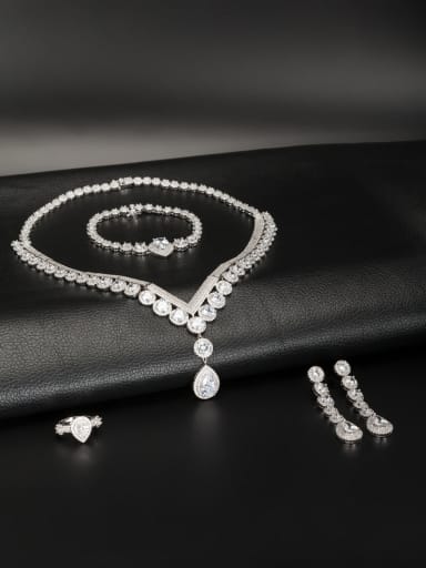 The new Platinum Plated Zircon Round 4 Pieces Set with White