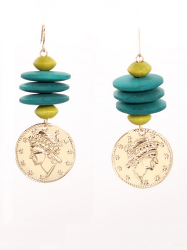 Multi-Color Personalized Drop drop Earring with Gold Plated Zinc Alloy Turquoise