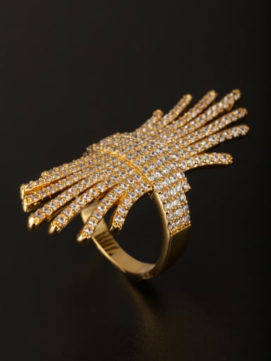 GODKI Luxury Women Wedding Dubai Model No 1000002937 Gold Plated Copper Zircon White Ring