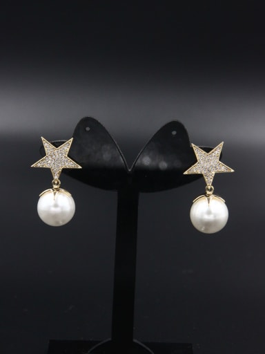 Model No NY37051-002 Custom White Star Drop drop Earring with Gold Plated
