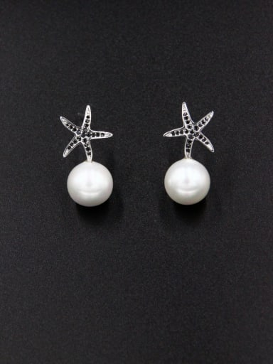 Mother's Initial White Drop drop Earring with Pearl