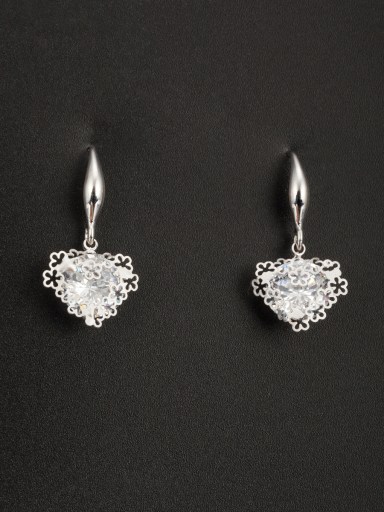 The new Platinum Plated Copper Zircon Drop drop Earring with White