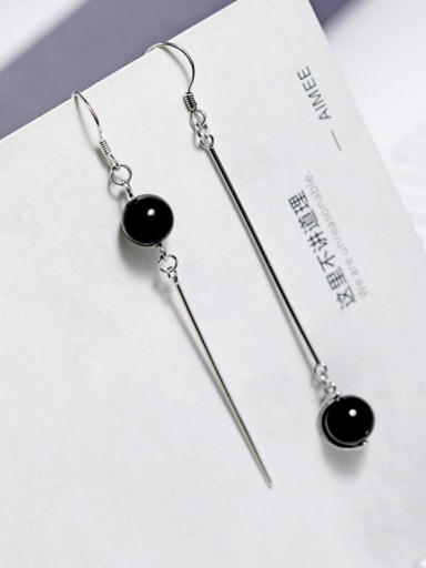 Custom Black Charm Drop drop Earring with Silver-Plated 925 Silver