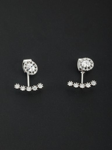Mother's Initial White Studs stud Earring with Zircon