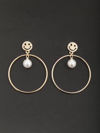 Model No 20610360200 Round Gold Plated Copper Pearl White Drop drop Earring