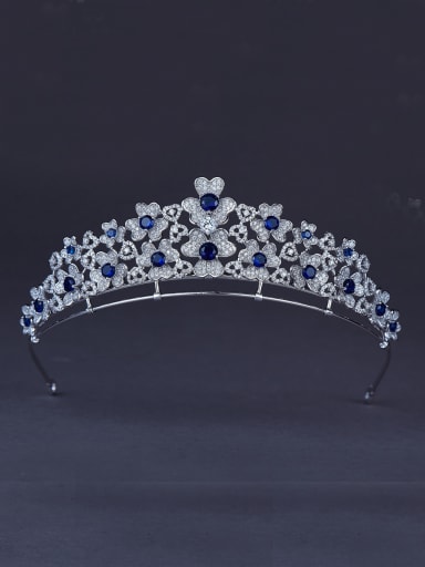 Flower Platinum Plated Zircon Navy Wedding Crown