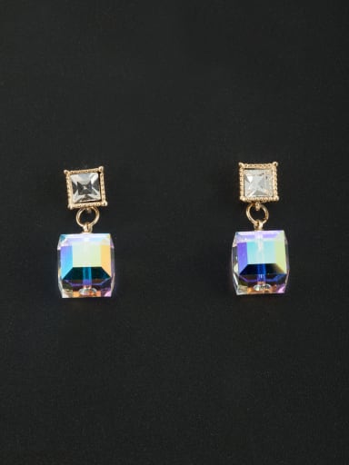 Gold Plated Square Silver austrian Crystals Beautiful Drop drop Earring