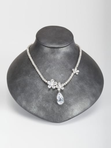 Blacksmith Made Platinum Plated Rhinestone Flower Necklace