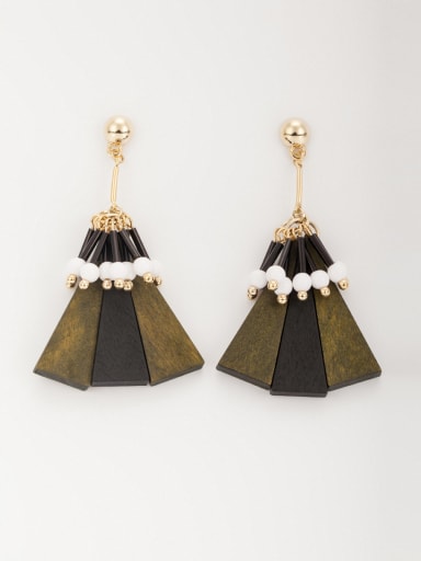 Fashion Gold Plated Wood Triangle Drop drop Earring