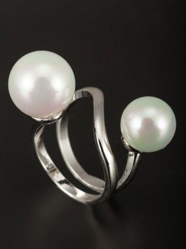 GODKI Luxury Women Wedding Dubai Platinum Plated Copper Pearl White Ring