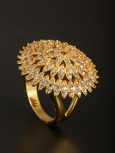 GODKI Luxury Women Wedding Dubai Gold Plated Copper White Zircon Beautiful Ring