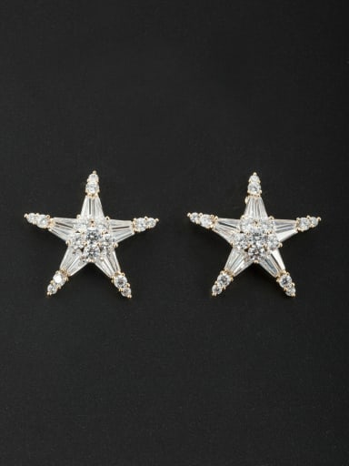 Personalized Gold Plated White Star Zircon Studs stud Earring