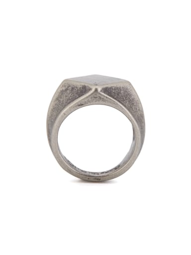 A Silver-Plated Titanium Stylish  Band Signet Ring Of Square