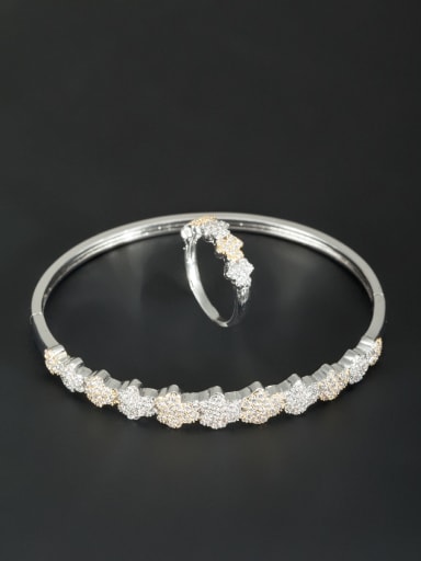 Platinum Plated White Zircon 2 Pieces Set