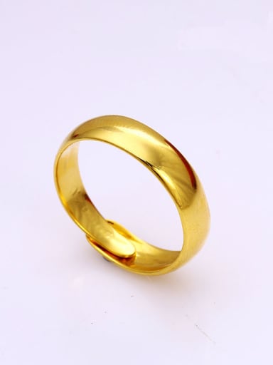 Copper Alloy 24K Gold Plated Simple Unisex Smooth band ring