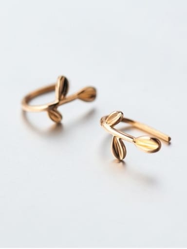 Gold Color S925 Silver  Leaf Stud cuff earring