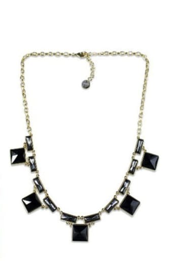 Square Stones Alloy Sweater Necklace