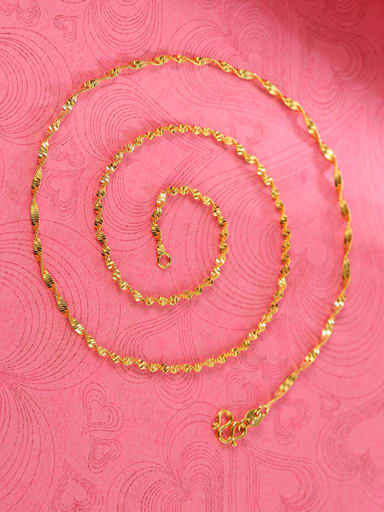 Copper Alloy 24K Gold Plated Simple Water Wave Necklace
