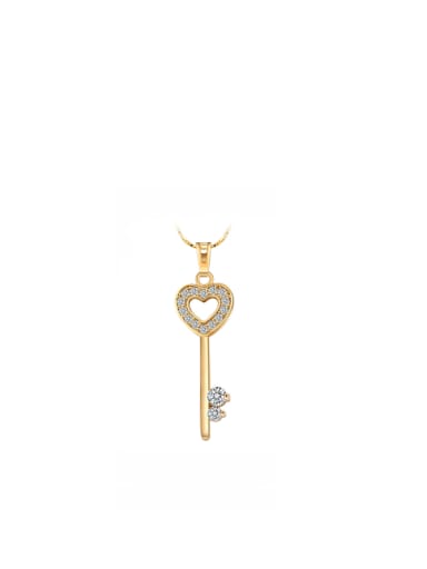 Copper 18K Gold Plated Fashion Love Key Zircon Necklace