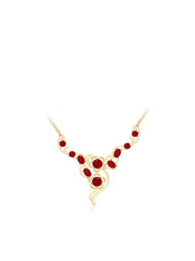 Copper Alloy 24K Gold Plated Classical Gemstone Necklace