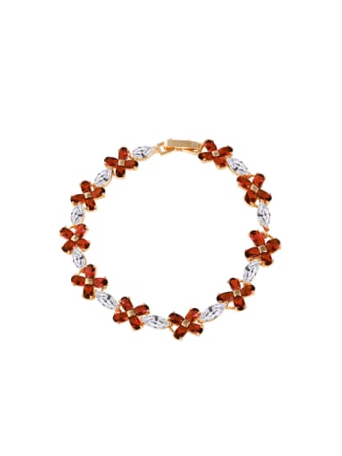 Copper Alloy 18K Gold Plated Fashion Flower Zircon Bracelet