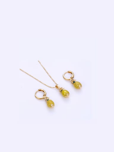 Copper Alloy 18K Gold Plated Pineapple Two Pieces Jewelry Set