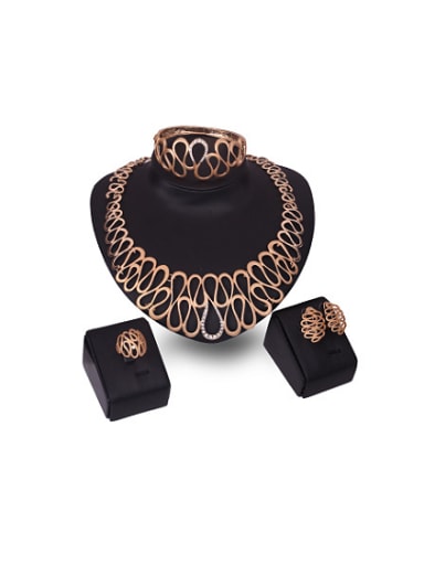 Alloy Imitation-gold Plated Fashion Hollow Irregular shape Four Pieces Jewelry Set