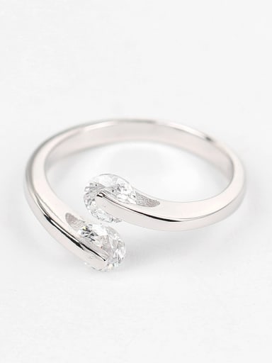 Simple Zircon Silver Opening Ring