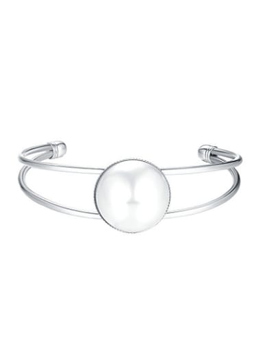 Exquisite Double Layer Artificial Pearl Open Design Bangle
