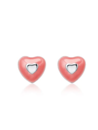 Color Glue Heart-shape Stud Earrings