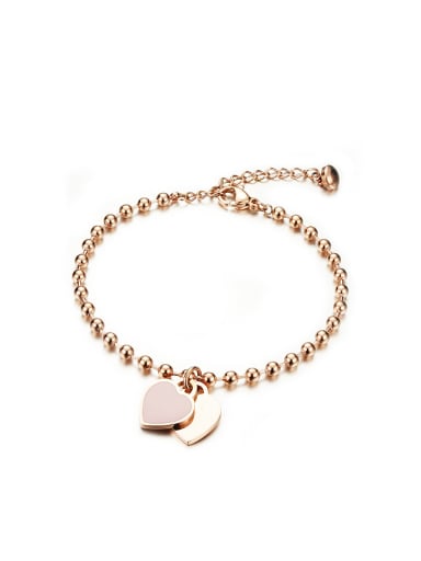 Fashion Beads Titanium Heart Rose Gold Plated Bracelet