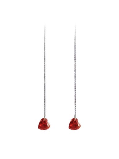 Simple Heart-shaped Zircon Line Earrings