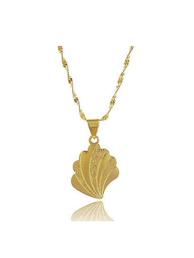 All-match Leaf Shaped 24K Gold Plated Copper Necklace