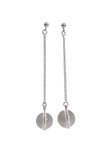 Simple Clear Crystal Ball Silver Drop Earrings