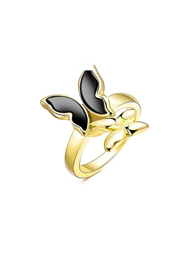 All-match Gold Plated Butterfly Enamel Ring