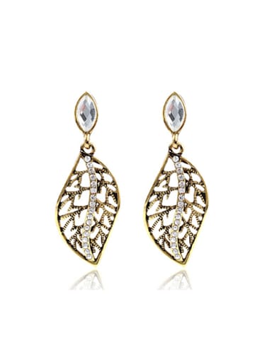 Creative Antique Gold Plated Leaf Shaped Stud Earrings