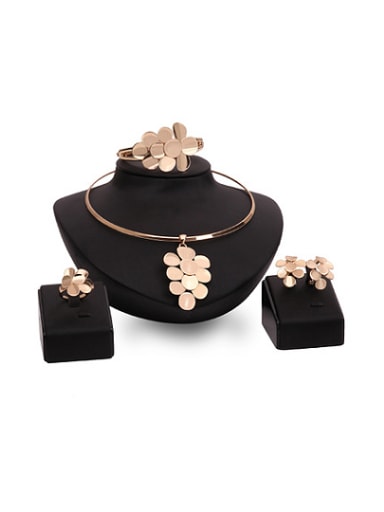 2018 Alloy Imitation-gold Plated Fashion Leaf-shaped Four Pieces Jewelry Set