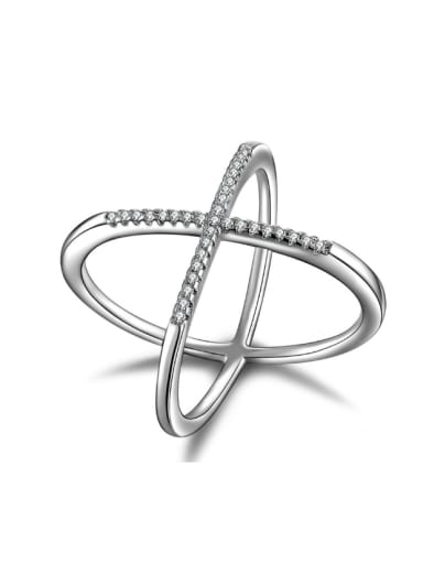 Simple Style Cross Lines Zircons Women Ring