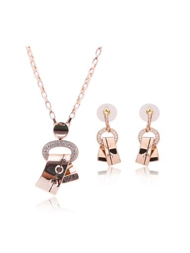 2018 Alloy Rose Gold Plated Fashion Rhinestones Two Pieces Jewelry Set