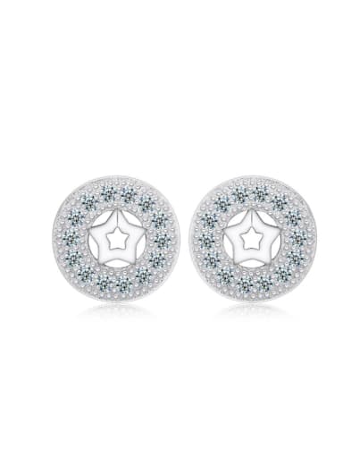 Round Star Zircons Silver Stud Earrings